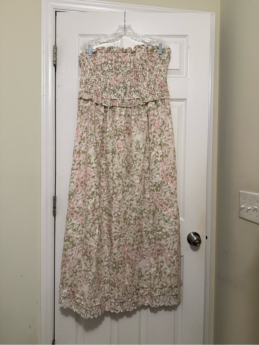 AND NOW THIS Pink & Olive Floral Smocked Dress